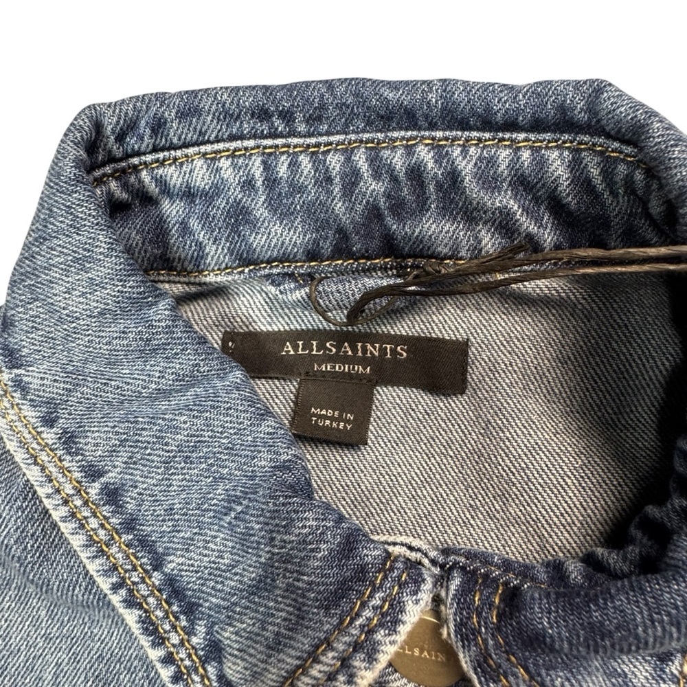 NWT New $269 AllSaints Faye Blue Oversized Denim Dress In Mid Indigo Size M - Picture 10 of 11